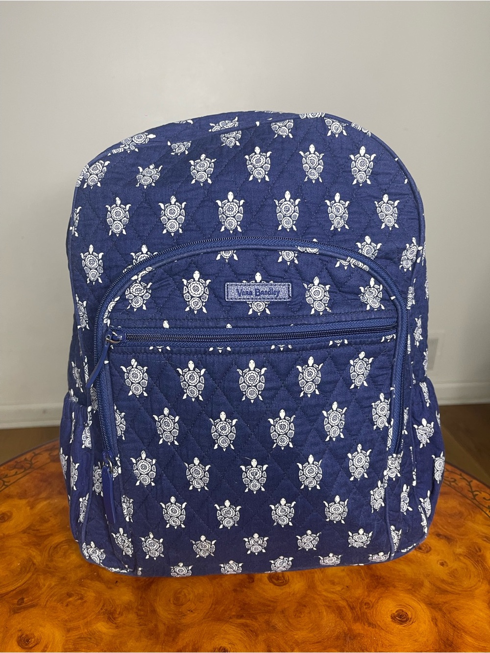 Vera Bradley Navy Quilted Backpack with White Turtle Motif